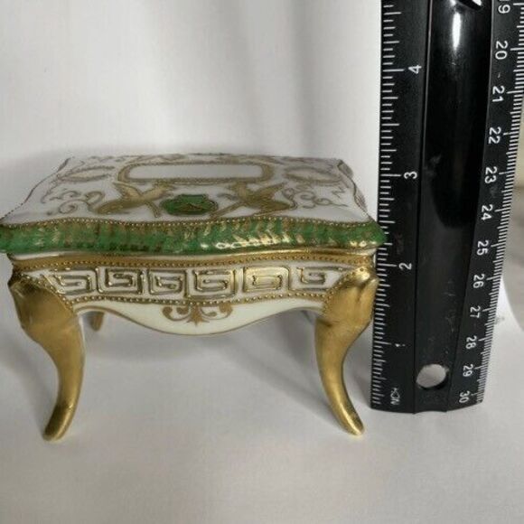 Nippon Trinket Box Piano Bench Style Rectangular 4 Legs Hand Painted 2.5" X 3.5" - Picture 2 of 13